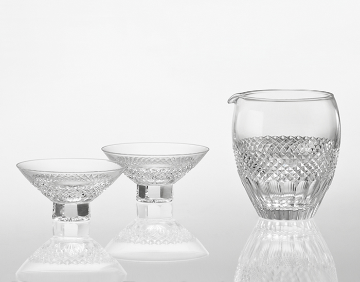 Sake Barware  Edo Kiriko  "Fish scales"