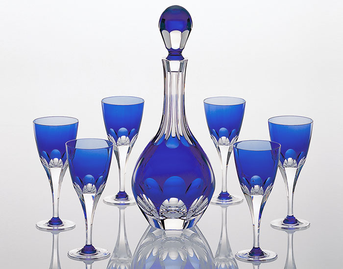 ★良品 ◆ カガミクリスタル　ロイヤルブルー　シャンパングラス　箱つき