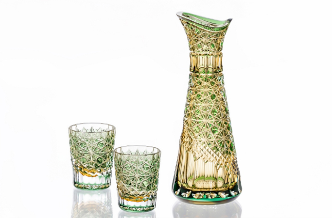 重ね色目 酒器揃「蒼山吹」