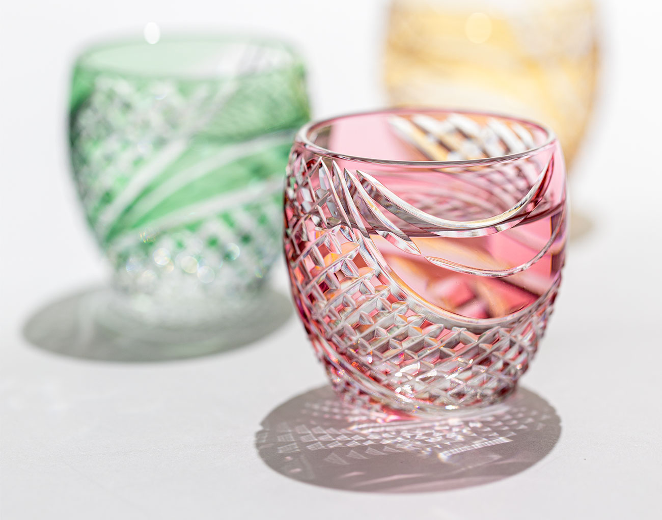 魚子紋  プレスガラス盃 （透明） 魚子紋 プレスガラス盃 （透明） 魚子紋 プレスガラス盃 （透明）